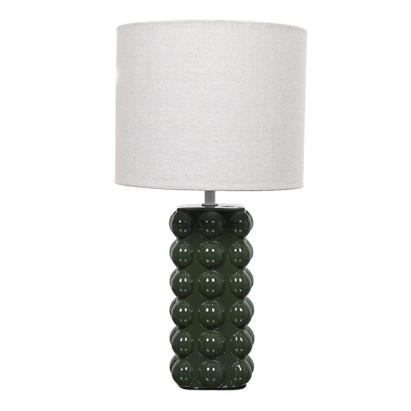 Lampe à poser en céramique relief vert forêt (H41cm)