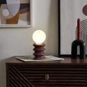 Lampe à poser céramique terracotta abat-jour globe (H41cm) sur piles