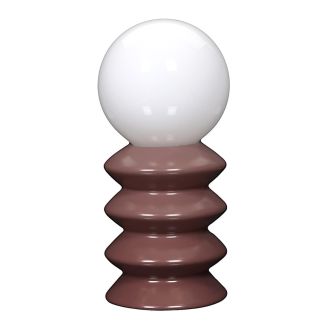 Lampe à poser céramique terracotta abat-jour globe (H41cm) sur piles