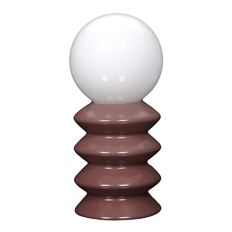 Lampe à poser céramique terracotta abat-jour globe (H41cm) sur piles