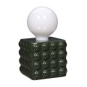 Lampe à poser céramique relief vert foret abat-jour globe (H17cm) sur piles