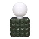 Lampe à poser céramique relief vert foret abat-jour globe (H17cm) sur piles