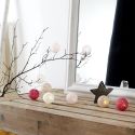 Guirlande lumineuse intérieur 10 boules led rose, beige et blanc (L1m65)