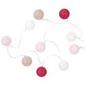 Guirlande lumineuse intérieur 10 boules led rose, beige et blanc (L1m65)
