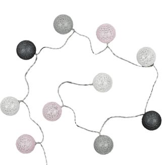 Guirlande lumineuse intérieur 10 boules led rose et gris(L1m65)