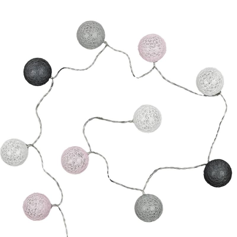 Guirlande lumineuse intérieur 10 boules led rose et gris(L1m65)