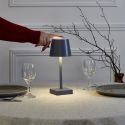 Lampe à poser led tactile gris rechargeable USB avec 3 intensités de lumière blanche