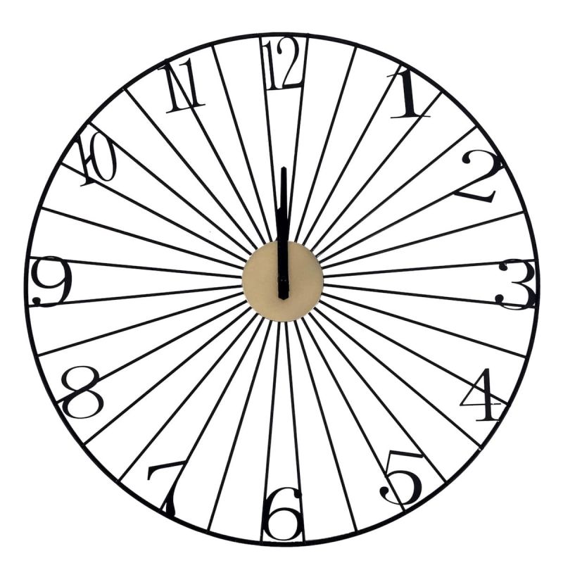 Horloge murale filaire en métal noire (ø50cm)