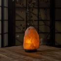 Lampe de sel décorative socle bois (H17cm) avec connexion USB