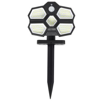 Lampe led solaire extérieur noir éclairage blanc avec détecteur mouvement et luminosité