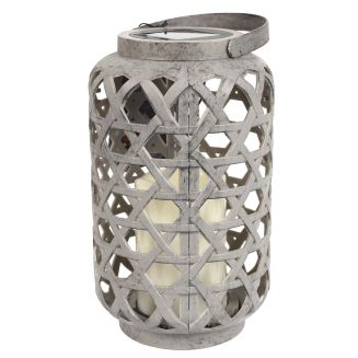 Lanterne solaire extérieur polypropylène grise effet bougie
