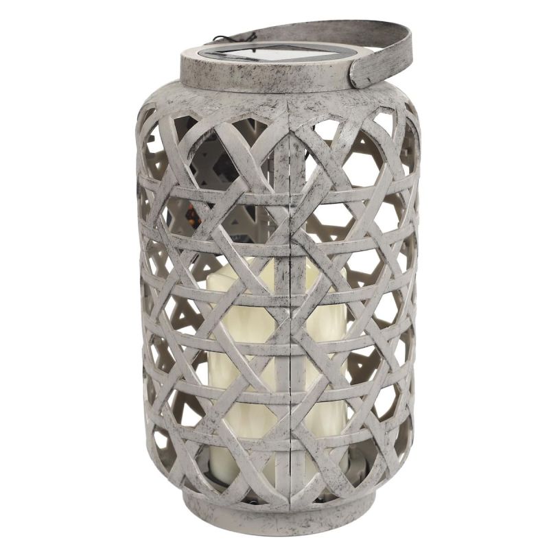 Lanterne solaire extérieur polypropylène grise effet bougie Lanterne solaire extérieur polypropylène grise effet bougie