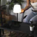 Lampe nomade d'extérieur blanc et noir rechargeable USB avec 3 niveaux éclairage