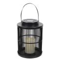 Lanterne solaire led effet bougie, en polypropylène noir avec anse (H25 cm)