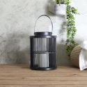Lanterne solaire led effet bougie, en polypropylène noir avec anse (H25 cm)