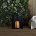 Lanterne solaire led effet bougie, en polypropylène noir avec anse (H25 cm)