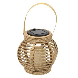 Lanterne solaire led effet bougie, en polypropylène beige avec anse (H15 cm)
