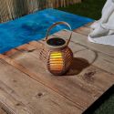 Lanterne solaire led effet bougie, en polypropylène beige avec anse (H15 cm)