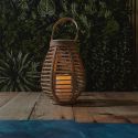 Lanterne solaire led effet bougie, en polypropylène beige avec anse (H26,5 cm)