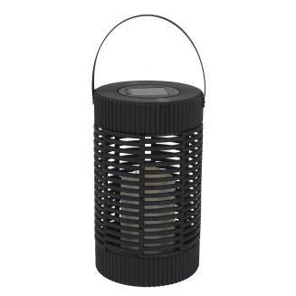 Lanterne solaire led effet bougie, en polypropylène noir avec anse (H23 cm)