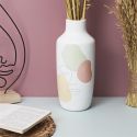 Vase en céramique blanc avec visage abstrait (H29 cm)