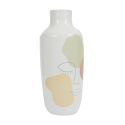 Vase en céramique blanc avec visage abstrait (H29 cm)