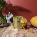 Boîte décorative en fer doré avec couvercle style marocain (H14,8 cm)