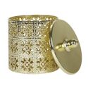 Boîte décorative en fer doré avec couvercle style marocain (H14,8 cm)