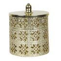 Boîte décorative en fer doré avec couvercle style marocain (H14,8 cm)