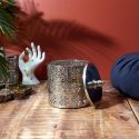 Boîte décorative en fer argenté avec couvercle style marocain (H14,8 cm)