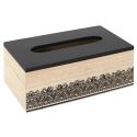 Boîte à mouchoirs en bois naturel avec motif marocain noir