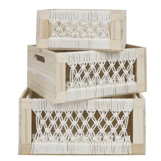 3 cagettes en bois gigogne esprit bohème naturel