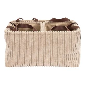 3 paniers gigognes en velours côtelé taupe avec poignée