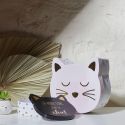 2 boîtes de rangement en carton forme chat coloris rose et noir