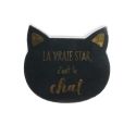 2 boîtes de rangement en carton forme chat coloris rose et noir