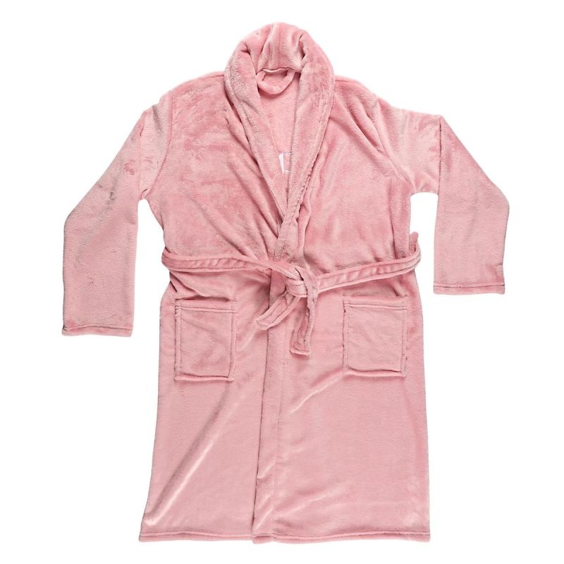 Robe de chambre sherpa rose pour femme avec broderie "femme de ouf" Robe de chambre sherpa rose pour femme avec broderie "femme de ouf"