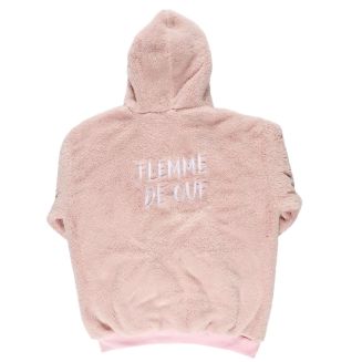 Sweat à Capuche ultra doux rose avec une poche broderie "femme de ouf"