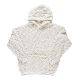 Sweat à Capuche ultra doux blanc avec une poche broderie "femme de ouf"