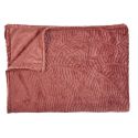 Plaid Flanelle 120x150cm Embossé Motif Feuilles Terracota