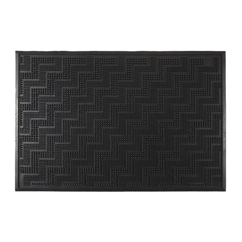 Tapis d’entrée grattoir antidérapant en caoutchouc noir 40x60 cm