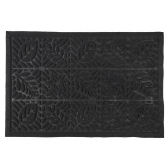 Tapis d’entrée embossé antidérapant en caoutchouc noir 40x60 cm