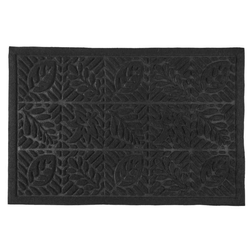Tapis d’entrée embossé antidérapant en caoutchouc noir 40x60 cm