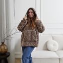 Sweat à Capuche Plaid embossé Ultra Doux brun Intérieur Sherpa