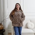 Sweat à Capuche Plaid embossé Ultra Doux brun Intérieur Sherpa