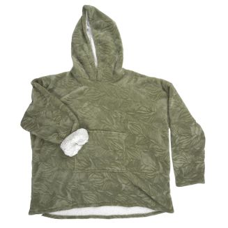 Sweat à Capuche Plaid embossé Ultra Doux vert Intérieur Sherpa