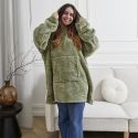 Sweat à Capuche Plaid embossé Ultra Doux vert Intérieur Sherpa