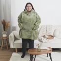 Sweat à Capuche Plaid embossé Ultra Doux vert Intérieur Sherpa