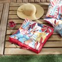 Coussin de sol 40x40 déhoussable tissu déperlant paradis exotique