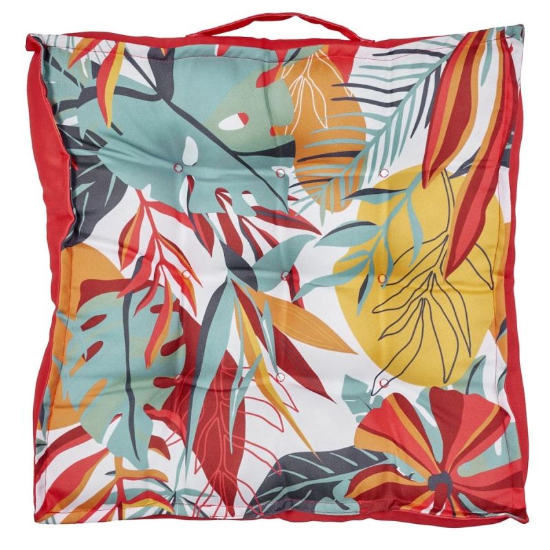 Coussin de sol 40x40 déhoussable tissu déperlant paradis exotique