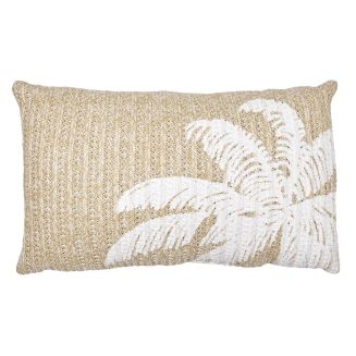 Coussin 30x50cm en polyester motif palmier coloris marron et blanc